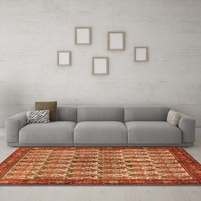Machine Washable Persian Orange Traditional Area Rugs in a Living Room, wshtr3155org