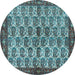 Round Machine Washable Persian Light Blue Traditional Rug, wshtr3155lblu