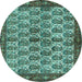 Round Machine Washable Persian Turquoise Traditional Area Rugs, wshtr3155turq