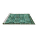 Sideview of Machine Washable Persian Turquoise Traditional Area Rugs, wshtr3155turq