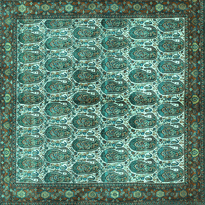 Square Persian Turquoise Traditional Rug, tr3155turq