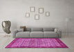 Machine Washable Persian Pink Traditional Rug in a Living Room, wshtr3155pnk