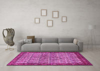 Machine Washable Persian Pink Traditional Rug, wshtr3155pnk