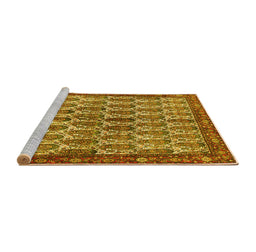 Sideview of Machine Washable Persian Yellow Traditional Rug, wshtr3155yw