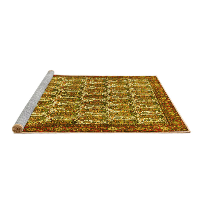 Sideview of Machine Washable Persian Yellow Traditional Rug, wshtr3155yw