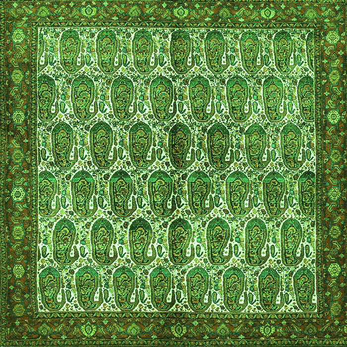 Serging Thickness of Persian Green Traditional Rug, tr3155grn
