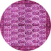 Round Machine Washable Persian Pink Traditional Rug, wshtr3155pnk