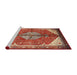 Sideview of Machine Washable Traditional Sand Brown Rug, wshtr3156