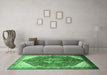 Machine Washable Medallion Emerald Green Traditional Area Rugs in a Living Room,, wshtr3156emgrn