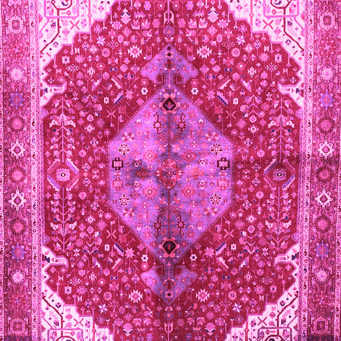 Machine Washable Medallion Pink Traditional Rug, wshtr3156pnk