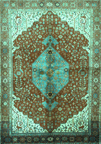 Medallion Turquoise Traditional Rug, tr3156turq