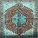 Square Medallion Light Blue Traditional Rug, tr3156lblu