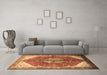 Machine Washable Medallion Brown Traditional Rug in a Living Room,, wshtr3156brn