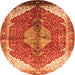 Square Medallion Orange Traditional Rug, tr3156org