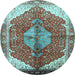 Round Medallion Light Blue Traditional Rug, tr3156lblu