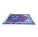 Sideview of Machine Washable Medallion Blue Traditional Rug, wshtr3156blu