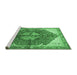 Sideview of Machine Washable Medallion Emerald Green Traditional Area Rugs, wshtr3156emgrn