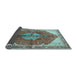 Sideview of Medallion Light Blue Traditional Rug, tr3156lblu