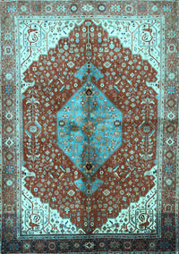 Medallion Light Blue Traditional Rug, tr3156lblu