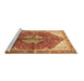 Sideview of Machine Washable Medallion Brown Traditional Rug, wshtr3156brn