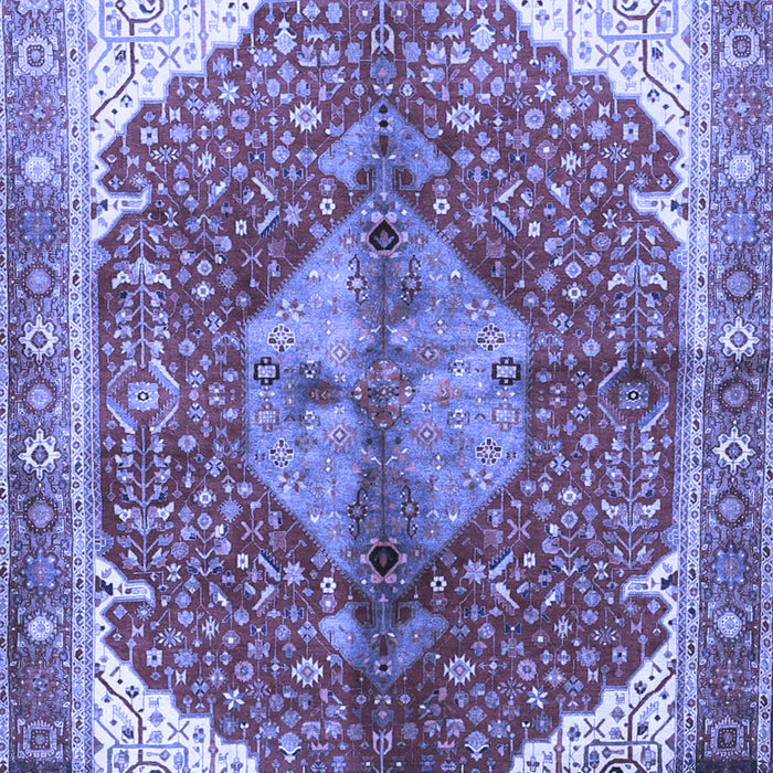 Machine Washable Medallion Blue Traditional Rug, wshtr3156blu