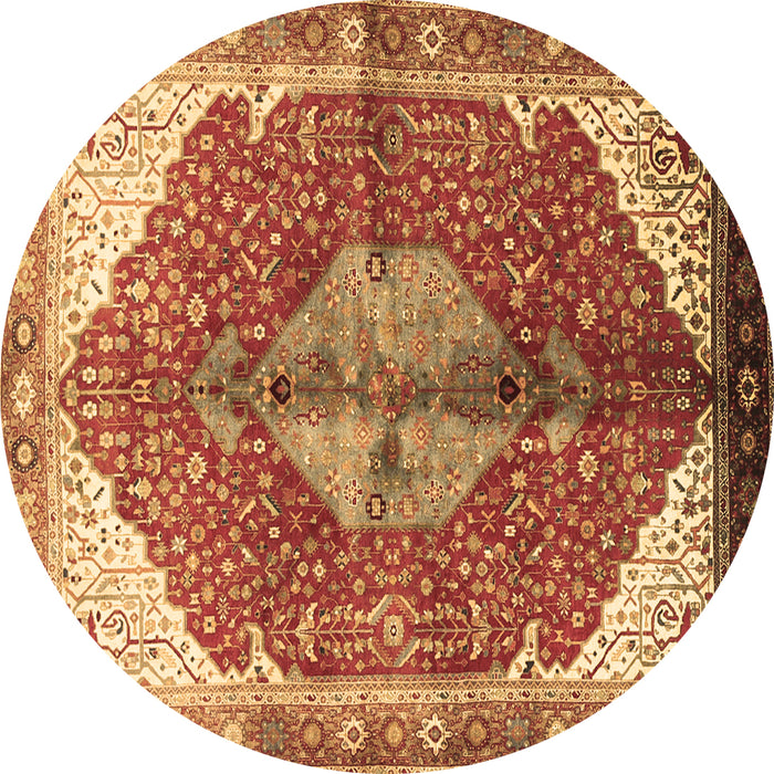 Round Medallion Brown Traditional Rug, tr3156brn