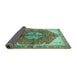 Sideview of Medallion Turquoise Traditional Rug, tr3156turq