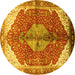 Round Medallion Yellow Traditional Rug, tr3156yw