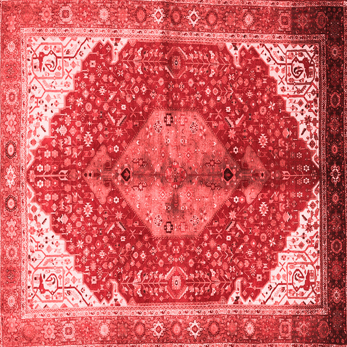 Machine Washable Medallion Red Traditional Rug, wshtr3156red