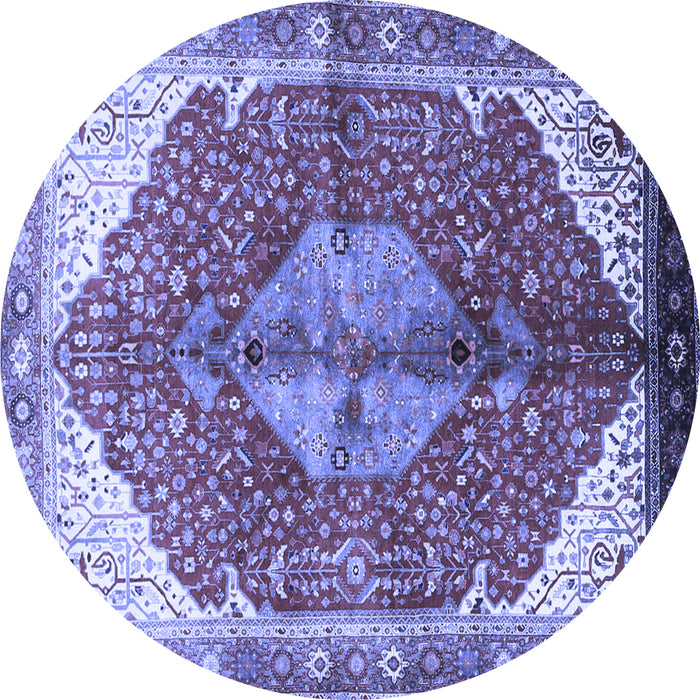 Round Medallion Blue Traditional Rug, tr3156blu