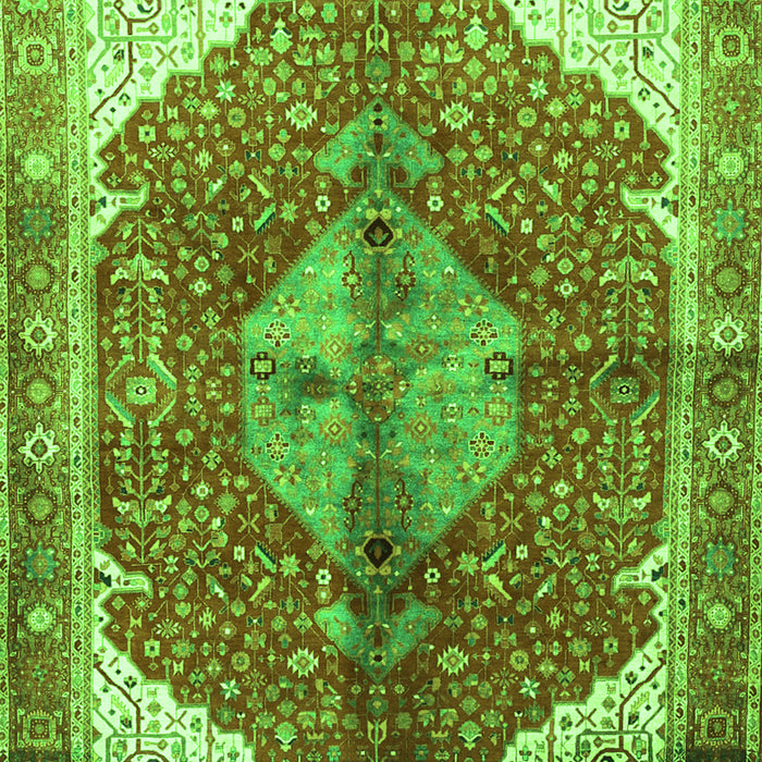 Serging Thickness of Machine Washable Medallion Green Traditional Area Rugs, wshtr3156grn