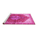 Sideview of Machine Washable Medallion Pink Traditional Rug, wshtr3156pnk