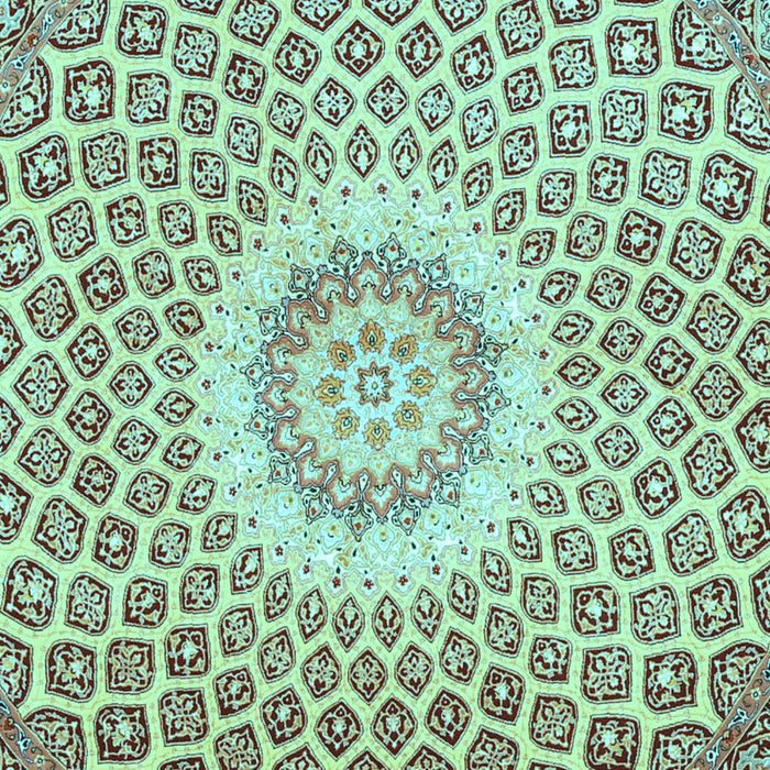 Machine Washable Medallion Light Blue Traditional Rug, wshtr3157lblu