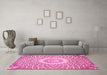 Machine Washable Medallion Pink Traditional Rug in a Living Room, wshtr3157pnk