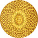 Round Medallion Yellow Traditional Rug, tr3157yw