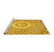 Sideview of Machine Washable Medallion Yellow Traditional Rug, wshtr3157yw