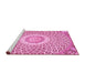 Sideview of Machine Washable Medallion Pink Traditional Rug, wshtr3157pnk