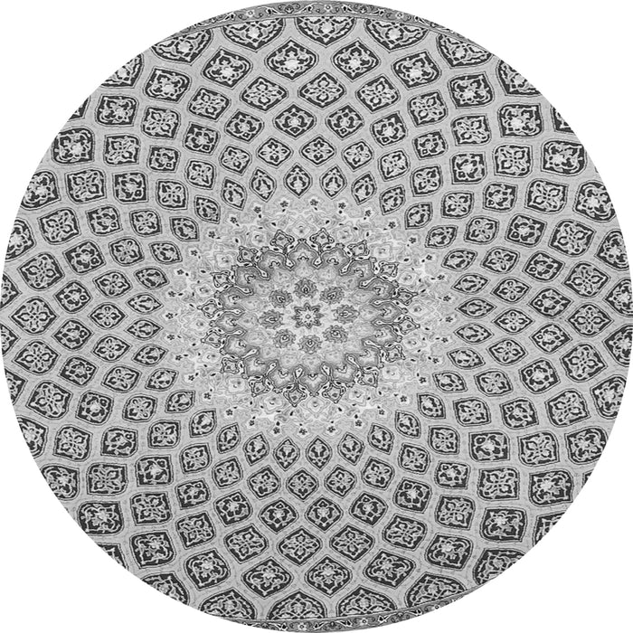 Machine Washable Medallion Gray Traditional Rug, wshtr3157gry