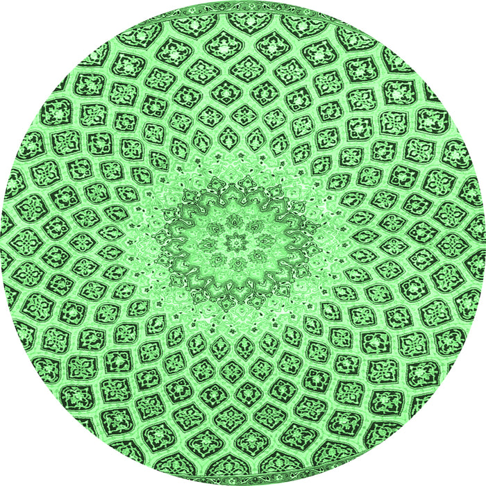 Round Medallion Emerald Green Traditional Rug, tr3157emgrn