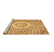 Sideview of Machine Washable Medallion Brown Traditional Rug, wshtr3157brn