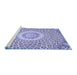 Sideview of Machine Washable Medallion Blue Traditional Rug, wshtr3157blu