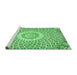 Sideview of Machine Washable Medallion Emerald Green Traditional Area Rugs, wshtr3157emgrn