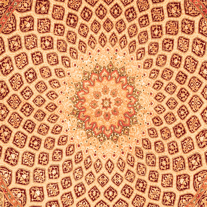 Serging Thickness of Machine Washable Medallion Orange Traditional Area Rugs, wshtr3157org