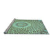 Sideview of Machine Washable Medallion Light Blue Traditional Rug, wshtr3157lblu