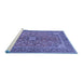 Sideview of Machine Washable Medallion Blue Traditional Rug, wshtr3158blu