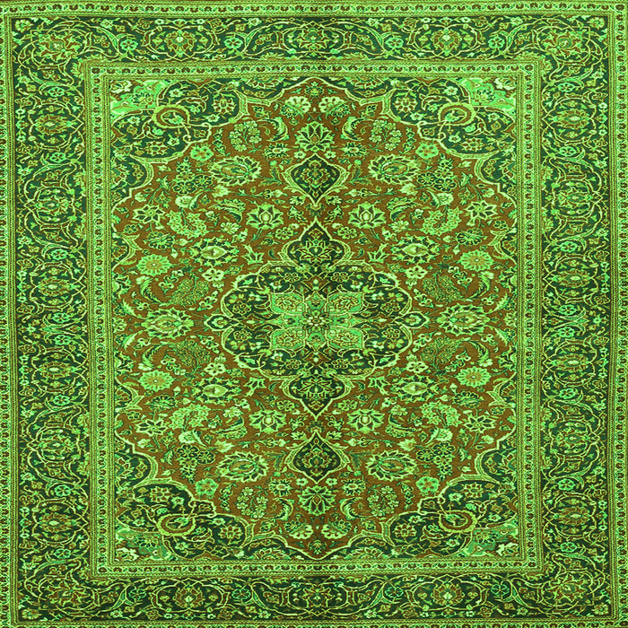 Serging Thickness of Medallion Green Traditional Rug, tr3158grn