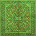 Serging Thickness of Medallion Green Traditional Rug, tr3158grn