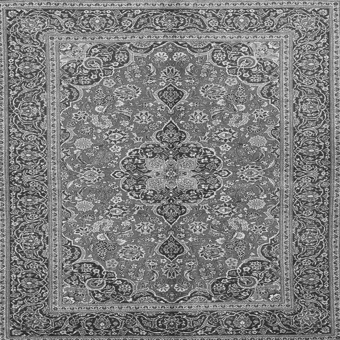 Round Machine Washable Medallion Gray Traditional Rug, wshtr3158gry