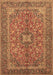 Machine Washable Medallion Brown Traditional Rug, wshtr3158brn