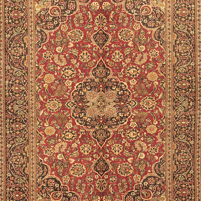 Machine Washable Medallion Brown Traditional Rug, wshtr3158brn